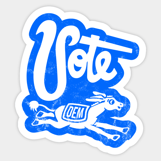 Vintage 1960's Vote Democrat Donkey (Blue) Sticker by From The Trail